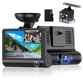 3in1 Dash Cam Front and Rear Inside, 1080p 4 Inches 170° Wide Angle Dashcam, Dash Camera for Cars with 32GB Card, Super Night Vision, Loop Recording, G-Sensor, Motion Detection, Parking Mode - model: 32G SD Card