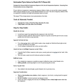 LRNJ MOTORWORKS AIR SUSPENSION EAS REPAIR UNIVERSAL 6MM SCHRADER VALVE EMERGENCY BYPASS KIT COMPATIBLE WITH VEHICLE USING 6MM OUTER DIAMETER AIR LINE, PART # TMH6KIT