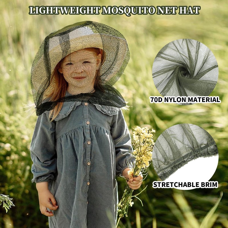 4PCS Mosquito Head Net, Extra Fine Holes Face Mesh Mosquito