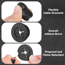 M METERXITY 4-Pack Rubber Grommets for Wiring 25mm Desk Grommet Double-Sided Flexible Cable Cord Grommet Desk Hole Cover for Cables/Wires Through Protection Cable Grommet [Black]