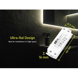 illuburg LED Transformer 12 V 20 W Flat Flicker-Free Silent for GU4 GU5.3 LED Strip Furniture Concealed Mounting Power Supply Driver Ballast Driver Power Supply