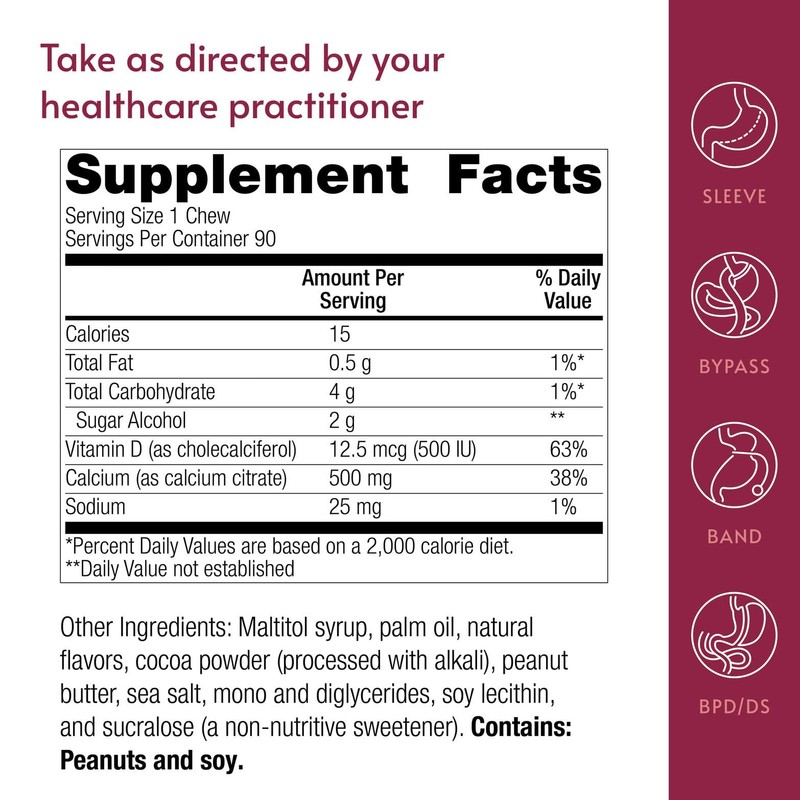 Bariatric Advantage Calcium Citrate Chewy Bites 500 mg - Highly