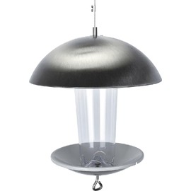 MeLiTec Design Feeding Station VH05 Hanging Round for Birds - Bird House with Feeder, Feeding Bowl and Fat Ball Hook Made of Stainless Steel and Plastic - Wild Animal Feeding Station