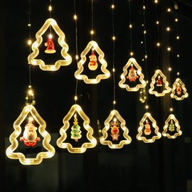 BLOOMWIN Fairy Lights, Curtain Window, Christmas Decoration, Christmas Tree Light Curtain, Christmas Lighting for Window, Fairy Lights, Indoor, 3 m, 8 Modes, USB Warm White