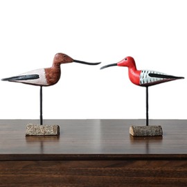 Bird Statue | Porch Long Billed Bird Sculptures Wooden | Miniature Bird Figurine Painted Sculpture Desktop for Decoration Home Table Centerpiece