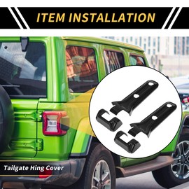 REPAIROCK 1 Set Tailgate Hing Cover Trim for Jeep Wrangler JL JLU 2018-2023 for Jeep Gladiator JT 2020-2023 Tail Gate Spare Tire Bracket Rear Door Liftgate Trim ABS Black