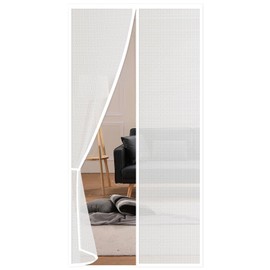 Risareyi Thermal Insulated Door Curtain Magnetic EVA Door Cover Door Screen Automatic Closing for Air Conditioner Door Curtain for Window, Heater Room Kitchen Bedroom No Drilling, 110x235cm, White