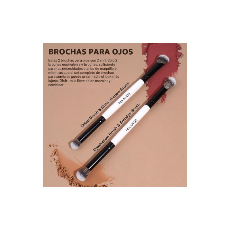 MAANGE Set de 4 Brochas de Maquillaje de Doble Punta