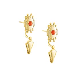 Kendra Scott Shiva Ear Jacket Earrings Gold Orange Banded Agate One Size