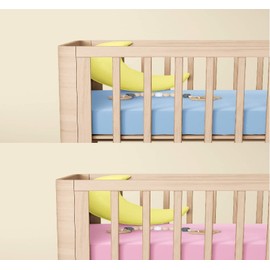 Dudu N Girlie Cotton Travel Cot Sheets Fitted | Travel Fitted Sheet 95x65 | Jersey Soft Bedsheet Hypoallergenic Elasticated Breathable Fitted Cot Sheets (Pack of 2, Blue & Pink)