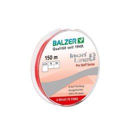 Balzer Iron Line 8 150m Spool of Braided Line Red 0.16mm/25lb