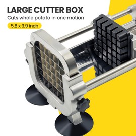 Welsteepse French Fry Cutter, Potato Cutter with 1/2 Inch and 3/8 Inch Blades, Commercial Potato Slicer for Potatoes and Cucumbers