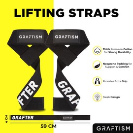GRAFTISM Weight Lifting Straps - Premium Neoprene Padded Gym Wrist Straps for Training, Deadlifting, Bodybuilding Fitness Bar Grips