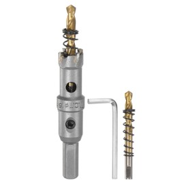 HARFINGTON Carbide Hole Saw Kit 16mm (5/8") Metal Hole Cutter Set with 2pcs Center Drill Bits Springs 1pcs Wrench for Stainless Steel Copper Iron Aluminum