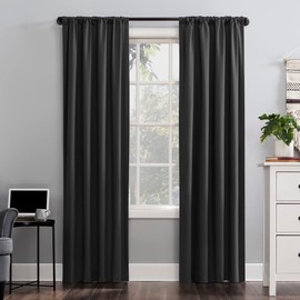 Sun Zero Cyrus 2-Pack Thermal Total Blackout Back Tab Curtain Panel Pair, 40" x 84", Charcoal
