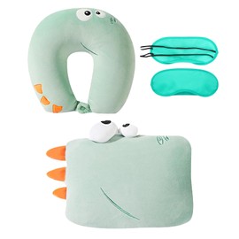 QITIXI:OU 2-in-1 Children's Travel Pillow, Malleable Neck Pillow and Eye Mask, U-shaped Pillow, Travel Pillow for Adults and Children, Neck Pillow, Neck Support Pillow for Car, Plane, Train
