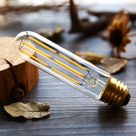 VCTC Lighting T10 LED Bulbs Warm White 3000K LED Tubular Edison Light Bulbs 6W Dimmable Tube Vintage Bulbs 60 Watt Equivalent,E26 Base Lamp Bulb for Cabinet Display Cabinet etc,6-Pack.