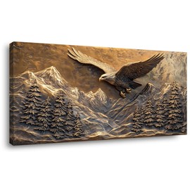 Brown Retro Country Eagle Wall Art for Bedroom Canvas Painting Prints Rustic Mountain Sky Vintage Art Deco Modern Artwork Office Farmhouse Decor