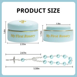 My First Rosary, Baptism Rosary for Boys and Ceramic Keepsake Box, Shower Rosary Beads, Used for Newborn Baptism Ceremony(Blue)