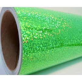 Sequins Holographic Glitter Sign Vinyl, with Self-Adhesive (12 inch x 30 ft, Fluorescent Green)