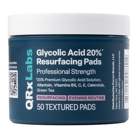 QRxLabs Glycolic Acid Pads - 20% Resurfacing Pads AHA for Face & Body - Exfoliates Skin Surface and Reduces Appearance of Fine Lines and Wrinkles - Acne Treatment Clearing - Daily Pads - 50ct