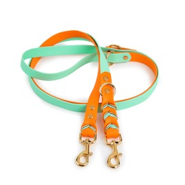 Albcorp Braided Hands-Free Dog Leash – Small & Medium Sizes, 7.2 ft Long – PVC Coated, Adjustable for Cross-Body, Waist, or Handheld Use – Waterproof, Customizable & Durable. Orange/Teal, Medium