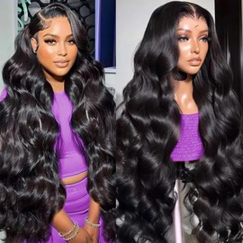 30inch 13x6 Lace Front Wigs Human Hair Body Wave Hd Lace Frontal Wigs Human Hair Pre Plucked Human Hair Wig For Women Natural Black Wig 200 Density
