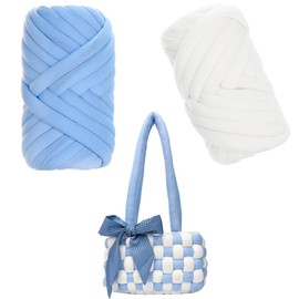 XineYuor Thick Wool Yarn, Arm Knitting Wool, Chunky Wool for Hand Knitting, Chunky Yarn Tubular Yarn, Crochet Wool, Chunky Knit for Hand Knitting for DIY Crafts, Beginners, Blankets, Cushions (Blue +