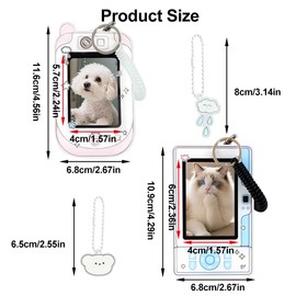 Pack of 2 Photocard Holder Keychain Acrylic Card Holder ID Card Sleeves Photo Card Holder Card Cases with Key Ring Wrist Reel ID Card Holder Card Case Card Case Card Case