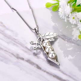 STARCHENIE 3 Peas in a Pod Necklace 925 Sterling Silver Pearl Peapod Pendant Jewelry Gift for Women