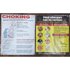 Restaurant safety sign- choking sign + FOOD Allergy sign (Reflective, Aluminum,10X12 inch, TOTAL 2 SIGNS)