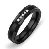 Uloveido 4mm Black Stainless Steel CZ Couples Rings Brick Pattern