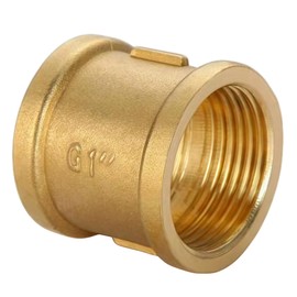 Brass Sleeve G1 Inch Ig/Ig, Sleeve Brass G1 Inch (Diameter 30.5 mm) 2 x Female Thread Connector, Double Socket G1 Inch Brass Ig/Ig, Double Sleeve Brass Fittings for Pipe Connection