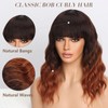 Nnzes Ombre Auburn Wig with Bangs for Women Shoulder Length