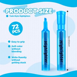Qilery Tank Style Highlighters 72 Pack Chisel Tip Markers Quick Drying Fluorescent Highlighters for Kids Adult Home Classroom Office School Shop Supplies(Blue)