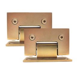 2pcs Heavy Duty 90 Degree Glass Door Cupboard Showcase Cabinet Clamp Glass Shower Doors Hinge Replacement Part Wall-to-Glass,Stainless Steel Brushed Nickel Gold (90 Degree)