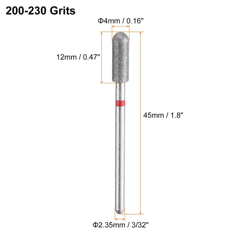 sourcing map 5pcs 200-230 Grits Diamond Grinding Bit 4mm Cylindrical
