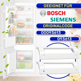 Pack of 2 Freezer and Fridge Handles Mounting Holes 160 mm Size 196 x 72 mm with Original Code 00093613 093613 for Bosch for Siemens - Warranty 10 Year MONTERAL