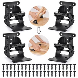 8 Pack Folding Brackets, Self-Locking Hinges with Screws & Non-Slip Pads, 500LB Capacity Adjustable Support for Table/Bed/Desk Legs, Quick-Install Heavy-Duty Extension Support Bracket