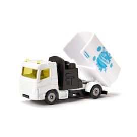 siku 1687, Municipal Set of Toy Trucks incl. Street Sweeper and Rubbish Truck, Faun Umwelttechnik, Metal,Plastic, White,Blue, Tiltable body and collection container