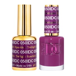 DND DC Gel Polish Set, Purple Collection, UV/LED Gel Polish and Air Dry Nail Lacquer, Matching Chip-Free Polish Duo, 050 Twilight Sparkles, 0.5 Fl Oz