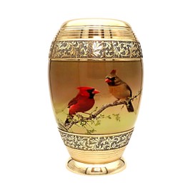 hlc URNS – Cremation Large Cardinal Couple Bird Urn for Human Ashes - Adult Funeral Urn Handcrafted - Affordable Urn for Ashes (Adult (200 lbs) – 10.5 x 6 “, Urn)