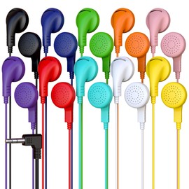 Redskypower 20 Pack Multi Color Kid's Wired Earphone Headphones, Individually Bagged, Disposable Earphones Ideal for Students in Classroom Libraries Schools, Bulk Wholesale
