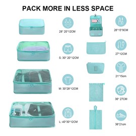 OSDUE Foldable Waterproof Packing Cubes, 9 PCS Travel Organiser Packing Bags Travel Luggage Packing Organizers with Shoe Bag for Clothes Suitcase Shoes