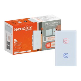 Tecnolite Connect - Apagador Inteligente Táctil WiFi 2 Circuitos, Sin Cable Neutro, Compatible con App móvil, Alexa, Google y Siri, Interruptor Inteligente