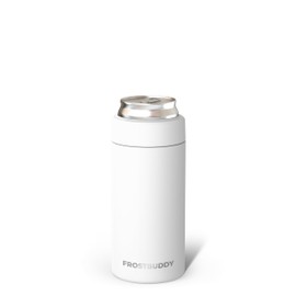 Frost Buddy Universal Mini Can Cooler – Fits 12oz Slim & 7.5oz Mini Cans – Vacuum Insulated Stainless Steel – Keeps Beverages Cold or Hot – Compact, Travel & Cup Holder Friendly