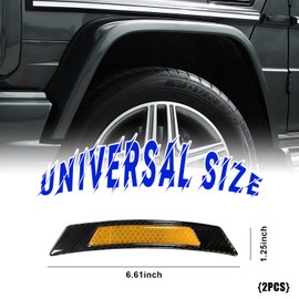 Dickno 2 PCS Car Reflective Trim Side Marker Stickers, Carbon Fiber Reflective Safety Warning Stripe Decal, Automotive Anti-Collision Reflector Tape, Car Exterior Accessories (Black & Yellow)