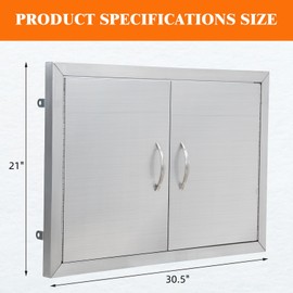Outdoor Kitchen Doors, 30.5W x 21H Inch BBQ Double Access Door, Stainless Steel Access Door for BBQ Island, Grilling Station, Outside Cabinet