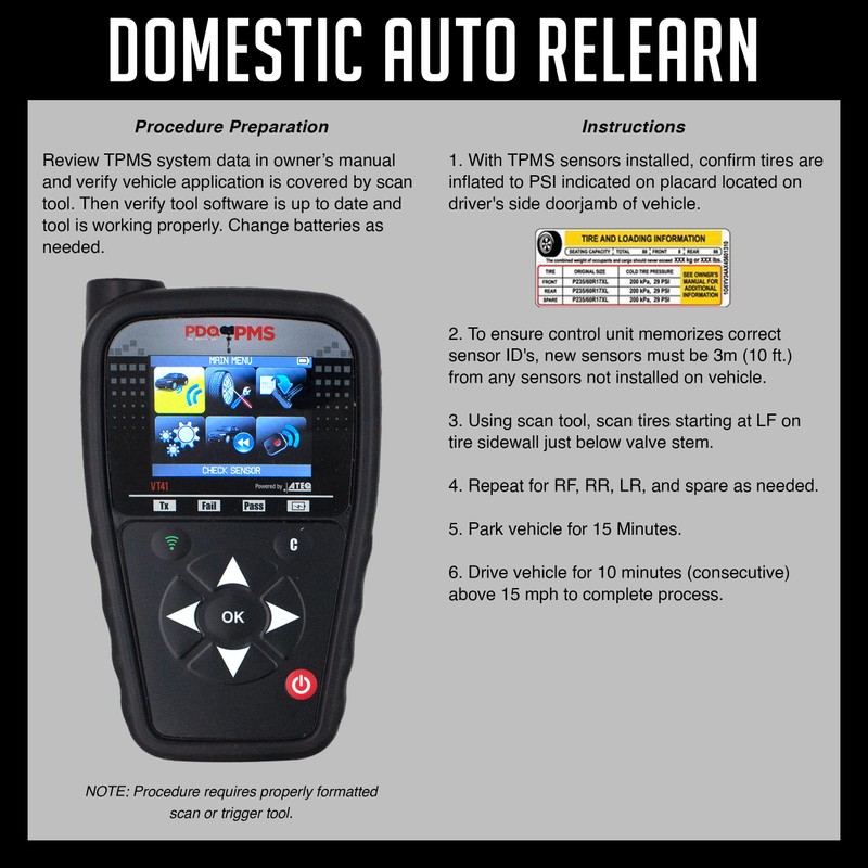 PDQ TPMS 433MHZ - Sensor de presión de neumáticos, paquete
