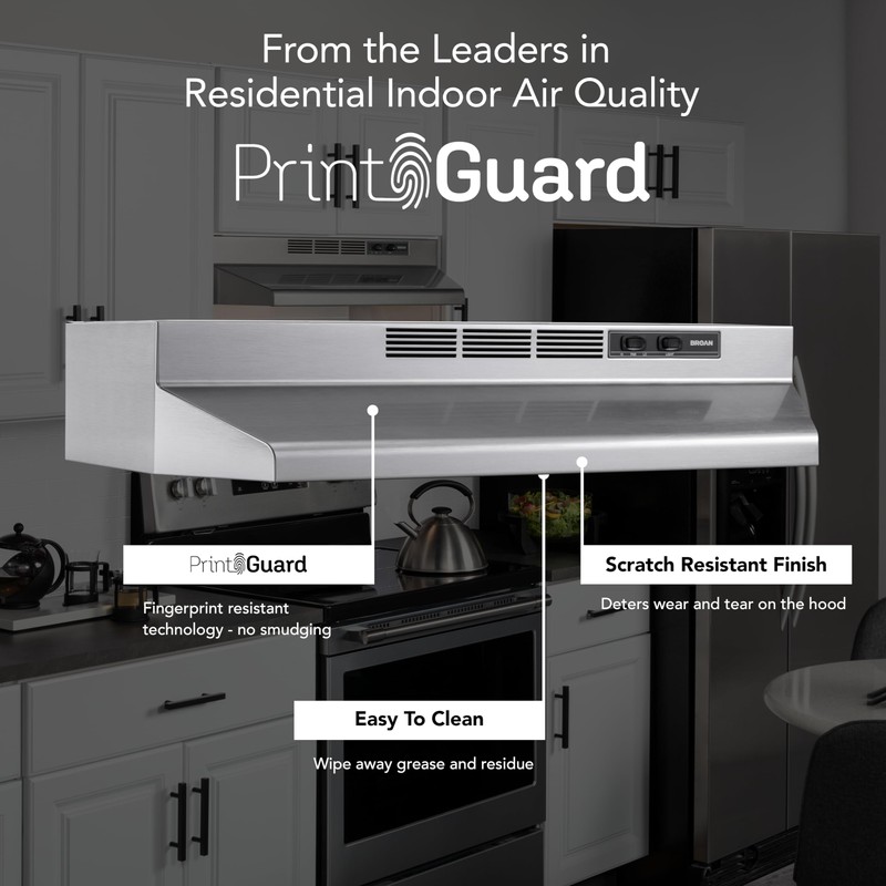 Broan-NuTone 4124SF 24-Inch Fingerprint Resistant Ductless Under-Cabinet Range Hood, 24",